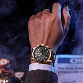 Relógio Lige Com Pulseira de Couro